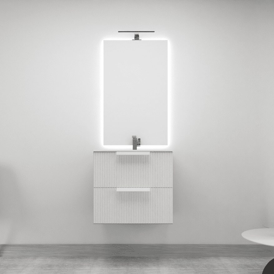 Mobile bagno sospeso Virtual Frassino Bianco da 60 cm - Abeez
