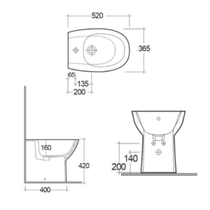 Bidet Filo Muro bianco 52cm- Serie Morning RAK Ceramics - immagine 2