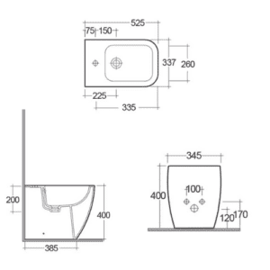 Bidet Filo Muro bianco 52cm - Serie Metropolitan RAK Ceramics - immagine 2