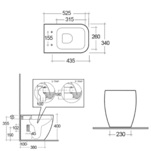 Vaso Filo Muro Rimless Bianco - Serie Metropolitan RAK Ceramics - immagine 2