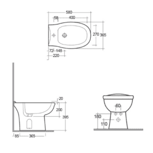 Bidet Filo Muro bianco 58 cm - Serie Karla RAK Ceramics - immagine 2